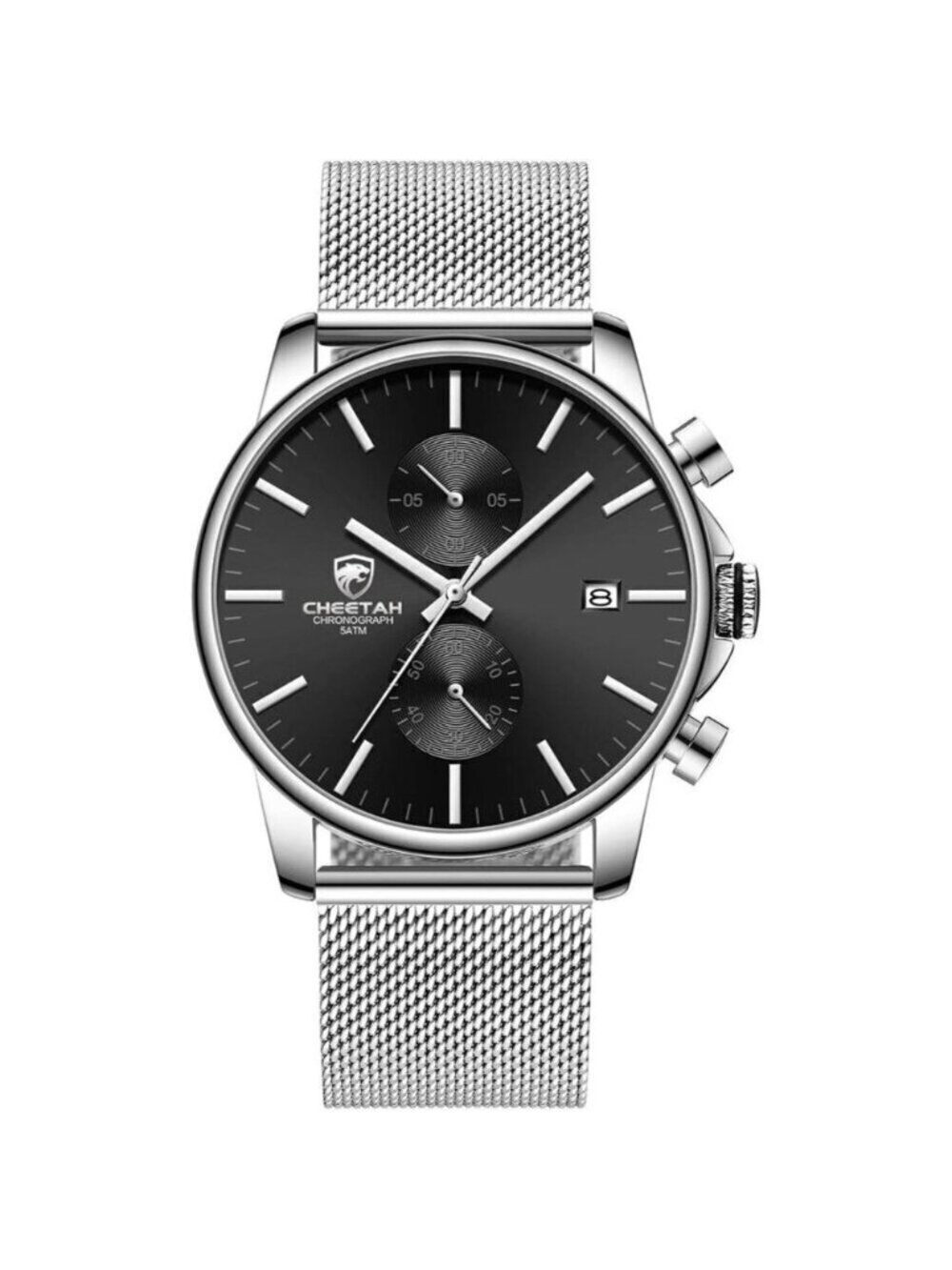 ⚡Mesh Silver Black Men’s Watch Fashion Sport Quartz Analog Mesh Stainless  Steel